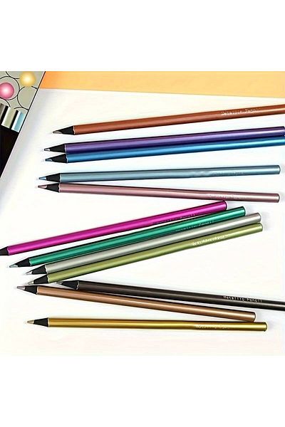 besreklam Shiny Metallic 12-piece Dry Pen Set - Art Elasticity