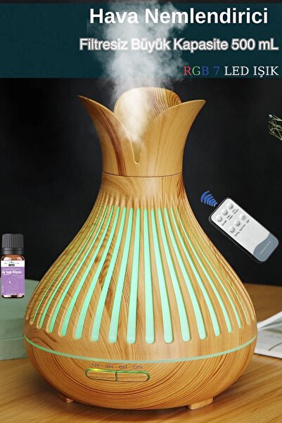 BigSale Lale Desenli Hava Nemlendirici 500ml - LED Işıklı Aroma Difüzör, Uzak...
