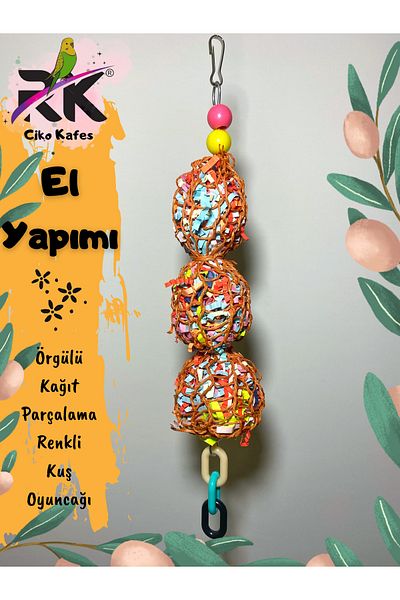 Ciko Kafes Colorful Braided Paper Shredding Bird Toy