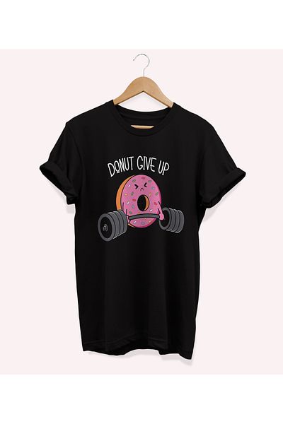 remonz Donut Gym Printed Oversize Βαμβακερό T-Shirt - Crew Neck, Large Size