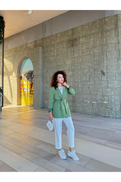 CLB COLLECTION Women's Blazer Jacket with Waist Ties