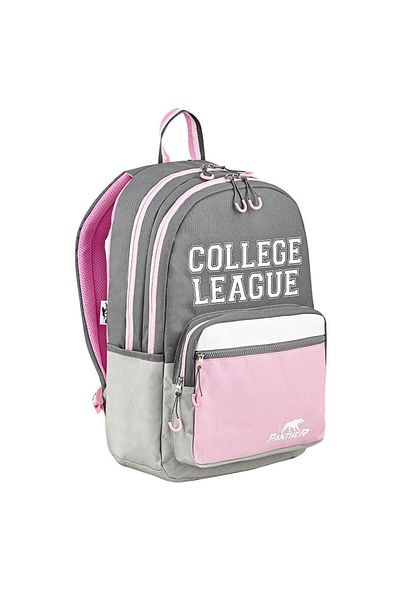 Panther Pt-5145 Collage Grey-pink School Backpack