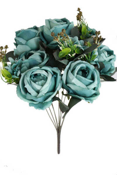 Zerdağ Kat Kat Açılan Gül Aranjmanı 50 cm Petrol Yeşili Yeşil