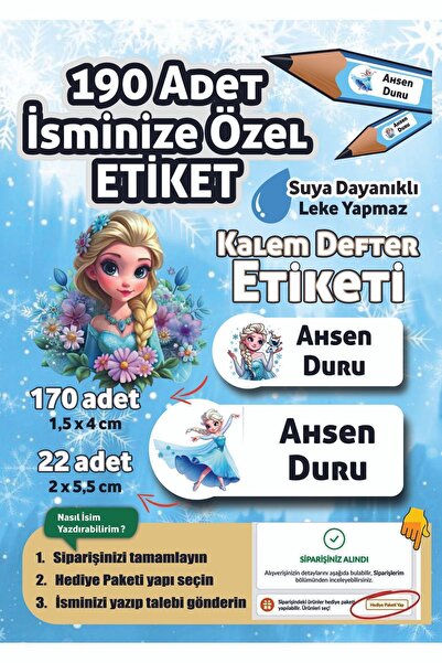 Joyygift Elsa,Frozen,Karlar Ülkesi İsim Yazılabilen Defter, Kalem , Defter, K...