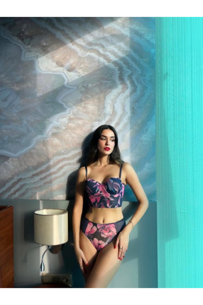 Cansoy Baskılı Büstiyer Takımı