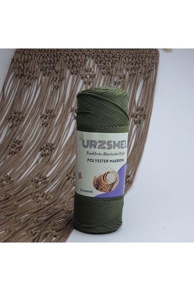 urzsmell Polyester Macrame 100gr, 140mt, 3 No. Supla, Bag and Accessory Thread 192 Khaki