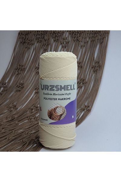 urzsmell 017 مكرامية بوليستر كريمية - 100 جرام، 140 متر، رقم 3. طبق وحقيبة وإكسسوارات خيطية