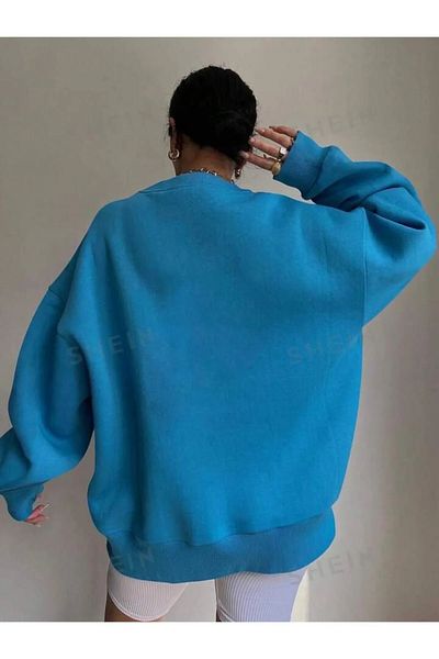npLStore 91 Model unisex oversize de iarnă cu decolteu crew hanorac cu glugă - mărime mare