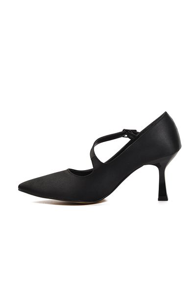 AYAKMOD 357094 Model Black Satin Women's Stiletto