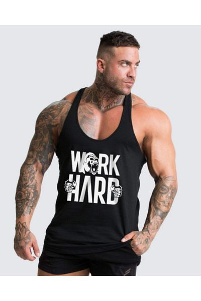 Ghedto Work Hard Gorilla Gym Fitness Tank Top Αθλητικό Μονό Μαύρο
