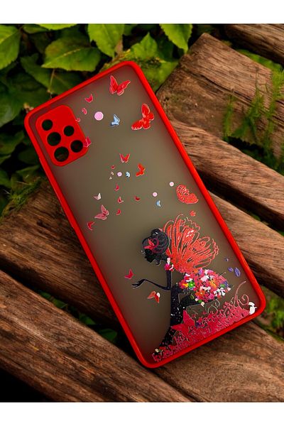 Merwish غطاء خلفي من السيليكون TPU متوافق مع هاتف Galaxy A51 على شكل فراشة للنساء، غطاء خلفي من السيليكون Hux Tpu باللون الأحمر