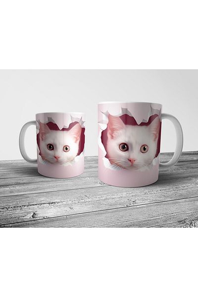 Pixxa Cat and Cat Mug with Optical Illusion - Model 8