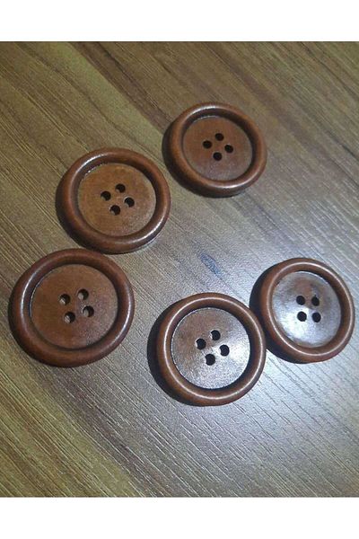 Beyna Natural Wood - Brown Wood 2.5 cm Button, 1 Pack of 10 Pieces