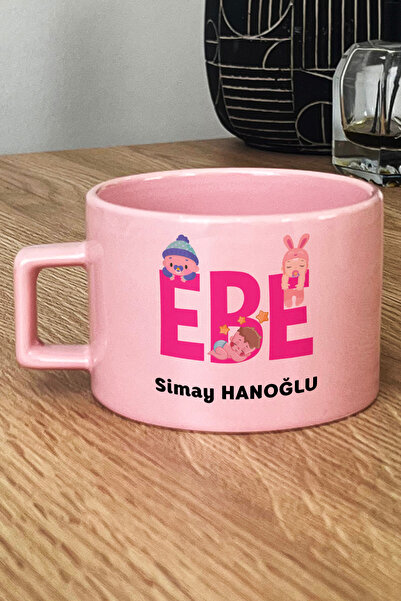Hedizu Kişiye Özel Ebe Pastel Fincan Pembe Tıp Bayramı Hediyesi