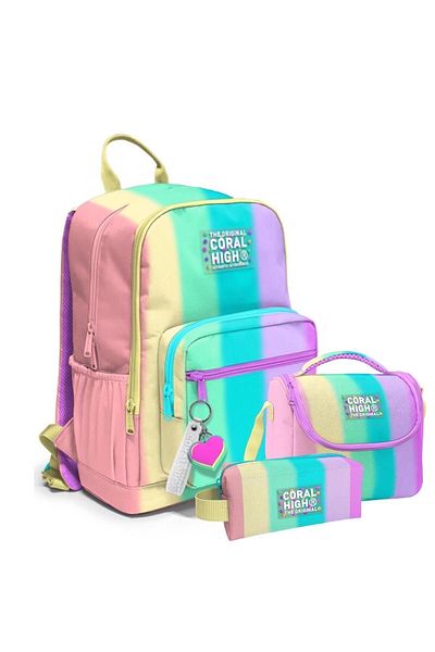 Coral High Set of 3 Colorful Striped School Bags