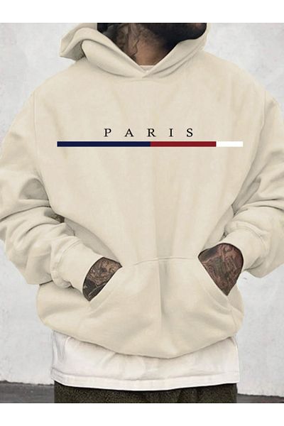 LA GULER Paris Printed Unisex Oversize Hoodie - Βαμβακερό φούτερ με 3 κλωστές