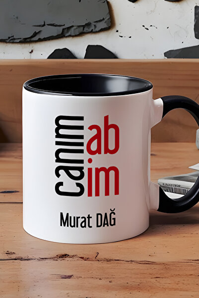 Hedizu Kişiye Özel Canım Abim Kupa Bardak Siyah Abiye Doğum Günü Hediyesi
