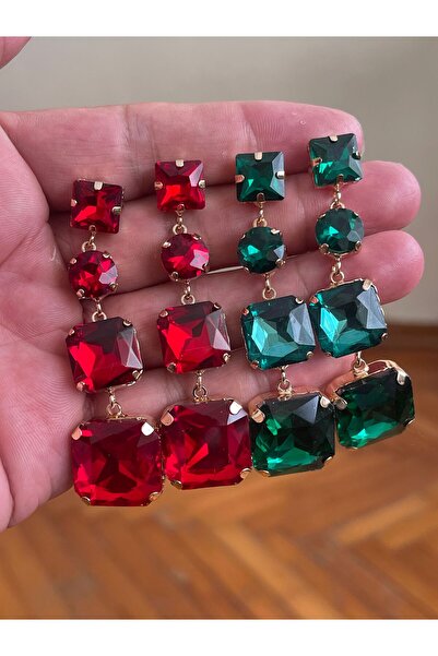 Rupen Kraft Dört Taşlı Abiye Küpe Sallantılı Abiye Küpe Kokoşh Küpe