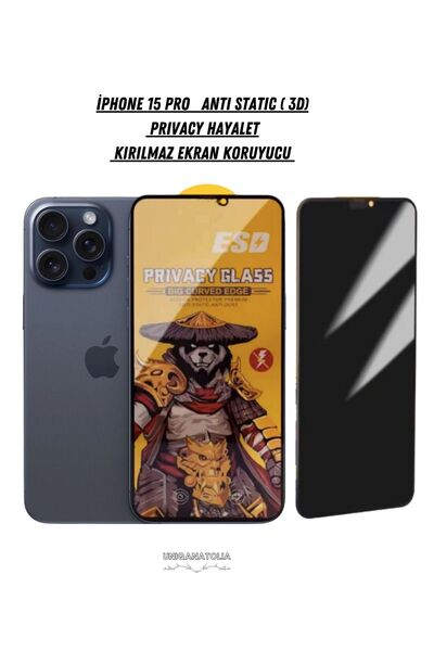 iPhone 15 ProAnti-Static3D Prıvacy Ghost Dustproof Unbreakable Screen Protector