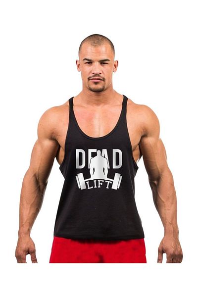 Ghedto قميص رياضي Dead Lıft Fitness Gym Tank Top الرياضي [أسود]
