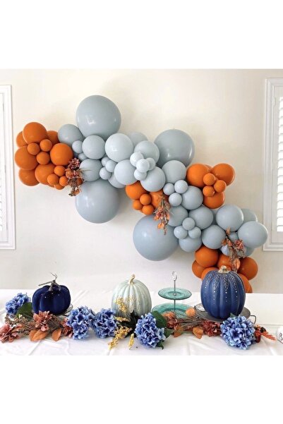 Genel Markalar Turuncu Gri Konsept Dogum Gunu Balon Zinciri