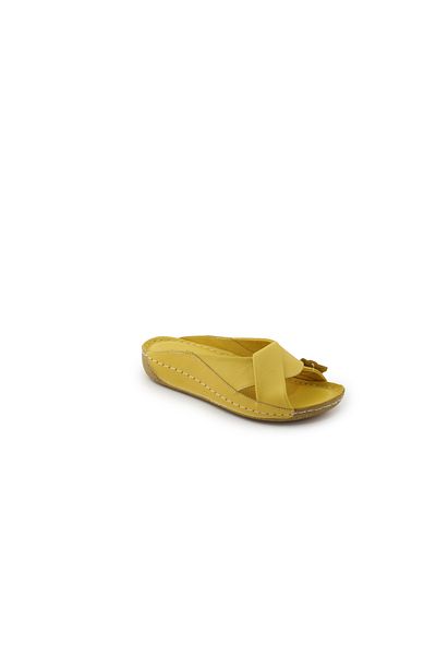 FC SCHNITZER Genuine Leather Cross High Sole Daily Orthopedic Saddler Women's Slippers Çpr01