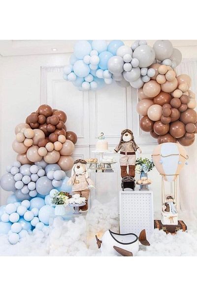 HTS STORE Canbay Hobi Pastel Caramel Blue Gray Skin Color Balloon Concept Balloon Balloon Chain Soft Color