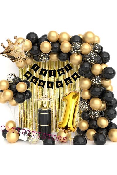 Mini Parti Mini Party Store 1 Year Old Balloon Chain Birthday Set with King Crown - Happy Birthday -2- Newest Condition