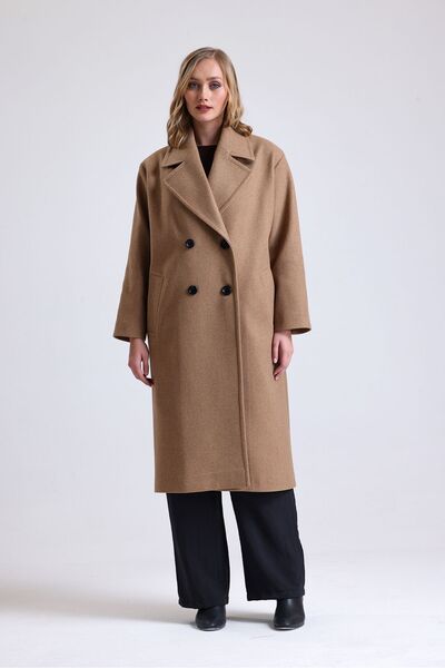 kabancım Kadın Dokulu Oversize Düğmeli Kaban