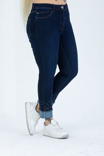 Era Lisa High Waist Lycra Plus Size Jean Trousers with Curved Legs and Stones