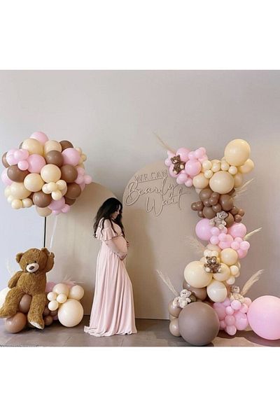 HBK 50 Pieces Brown Salmon Pink Balloon Concept Birthday 2022 Party