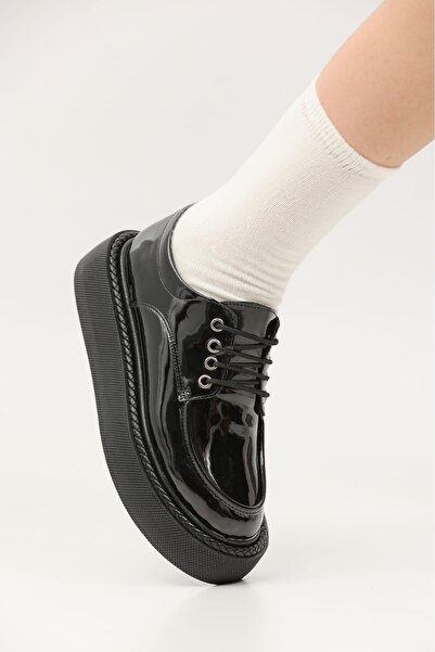 AtegeWear Siyah Harajuku Oxford Loafer Ayakkabı