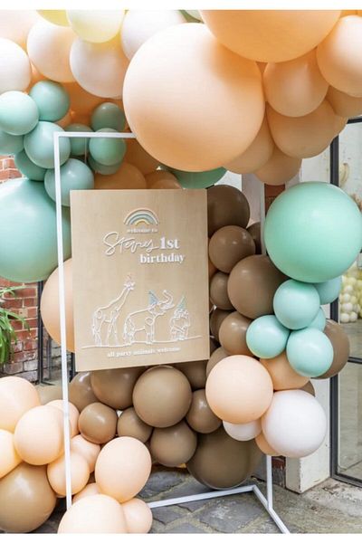 selens party Caramel - Mint Green - Salmon Balloon Chain Set of 100