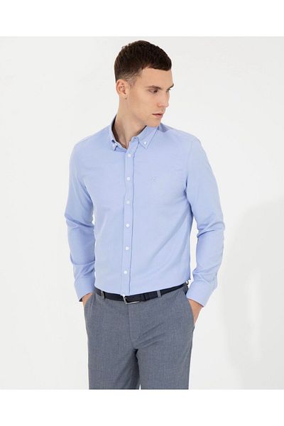 Pierre Cardin Oxford Slim Fit Blue πουκάμισο - G021GL004.000.1514042