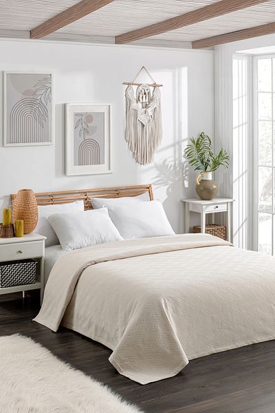 Durul Cuvertură de pat Natural King Size Pique - 220X250 cm - 100% Bumbac