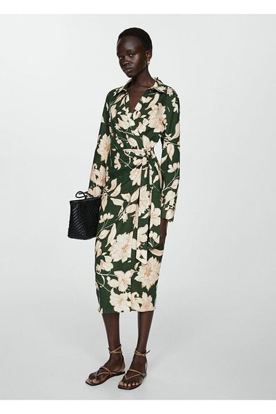 MANGO Woman Hemdkleid aus Leinen mit Bindedetail