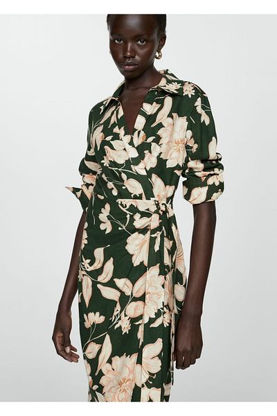MANGO Woman Hemdkleid aus Leinen mit Bindedetail