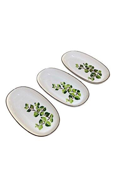 MTD SERAMİK 27 cm Deep Boat Plate with Bud Pattern - 3 Pieces