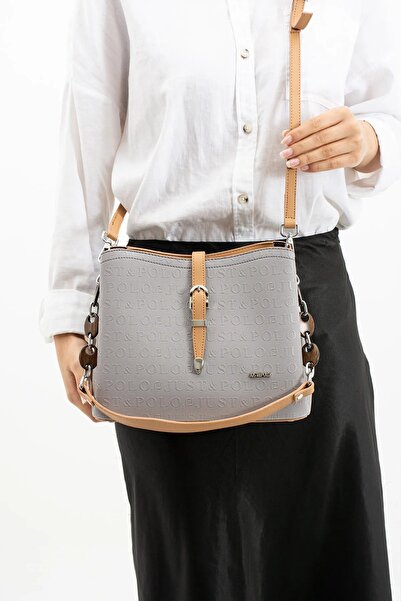 Just Polo Сумка через плече та ручна сумка Gri Taba Vegan - з візерунком Just Polo, на блискавці