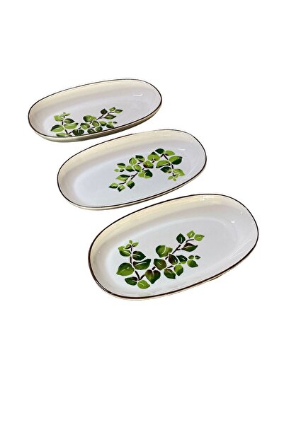 MTD SERAMİK 27 cm Deep Boat Plate with Bud Pattern - 3 Pieces