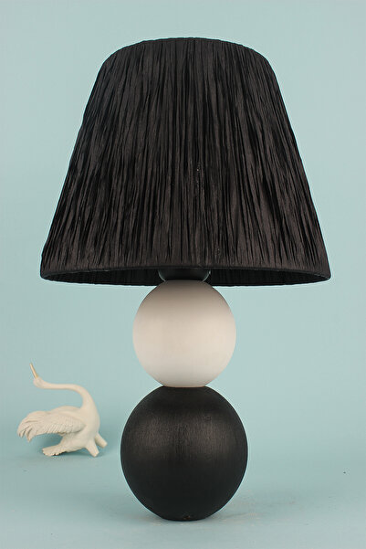 Hmydesign Coccinelle Handmade Dekoratif Seramik Abajur Siyah-Beyaz