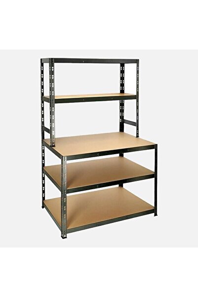 Magnotto Çalışma Tezgâhı Bahçe Balkon Kiler Atölye Rafı Metal Raf Depolama Rafı 5 Katlı 180x100x60