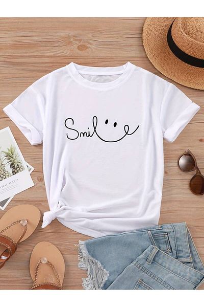 Pink Sky Γυναικείο μπλουζάκι με Smile Graphic Plus Size