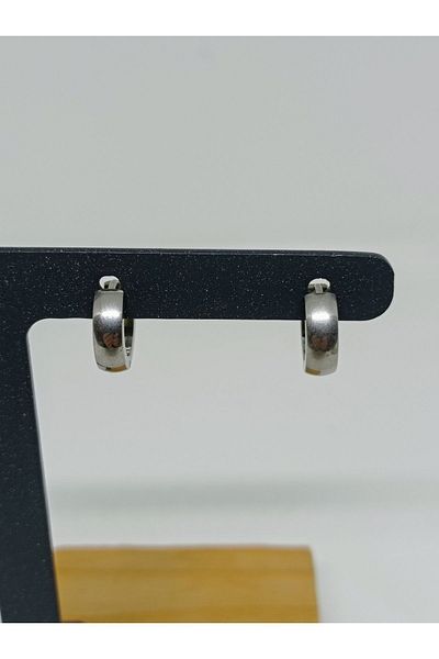 mama india alaçatı Unisex Women Men 316L Surgical Steel Curved Circle Model Diameter 13 mm 2 Pieces Hoop Earrings No:88