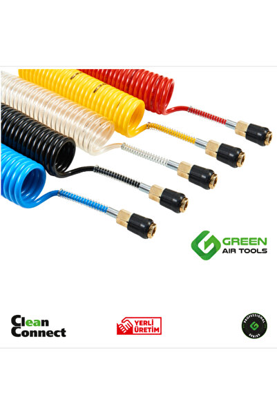 Green Air Tools Green 5*8 PE 5Metre Jacklı Spiral Hava Hortumu