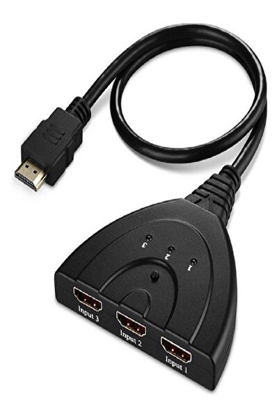 Brs 3 Port Kablolu HDMI Switch Çoklayıcı Çoğaltıcı Splitter 3 Giriş 1 Çıkış