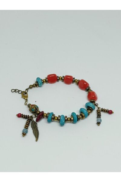 mama india alaçatı Feather Symbol Alpaca Beaded Ethnic Design Authentic Bohem...