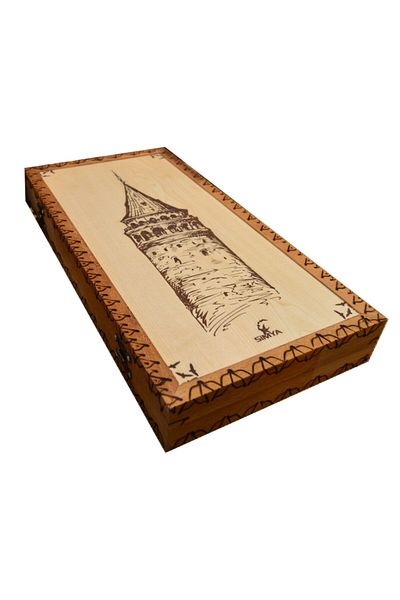 Simya Oyun Aletleri Alchemy Galata Tower Burning Backgammon (hand burned)