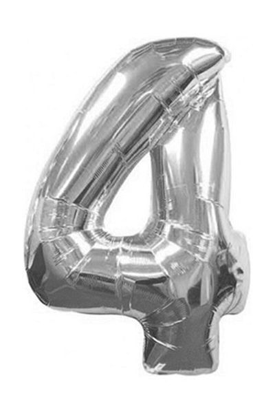 Oyuncak Paketi Silver Foil Balloon Number 4 100 Cm