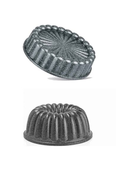 Laviss Kitchen Granite Cast Tart Mold and Closely Sliced Cake Mold Set